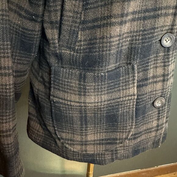 Woolrich‎ Brown Black Dark Bridle Plaid Coat Jacket M Medium Wool Blend - Picture 6 of 10